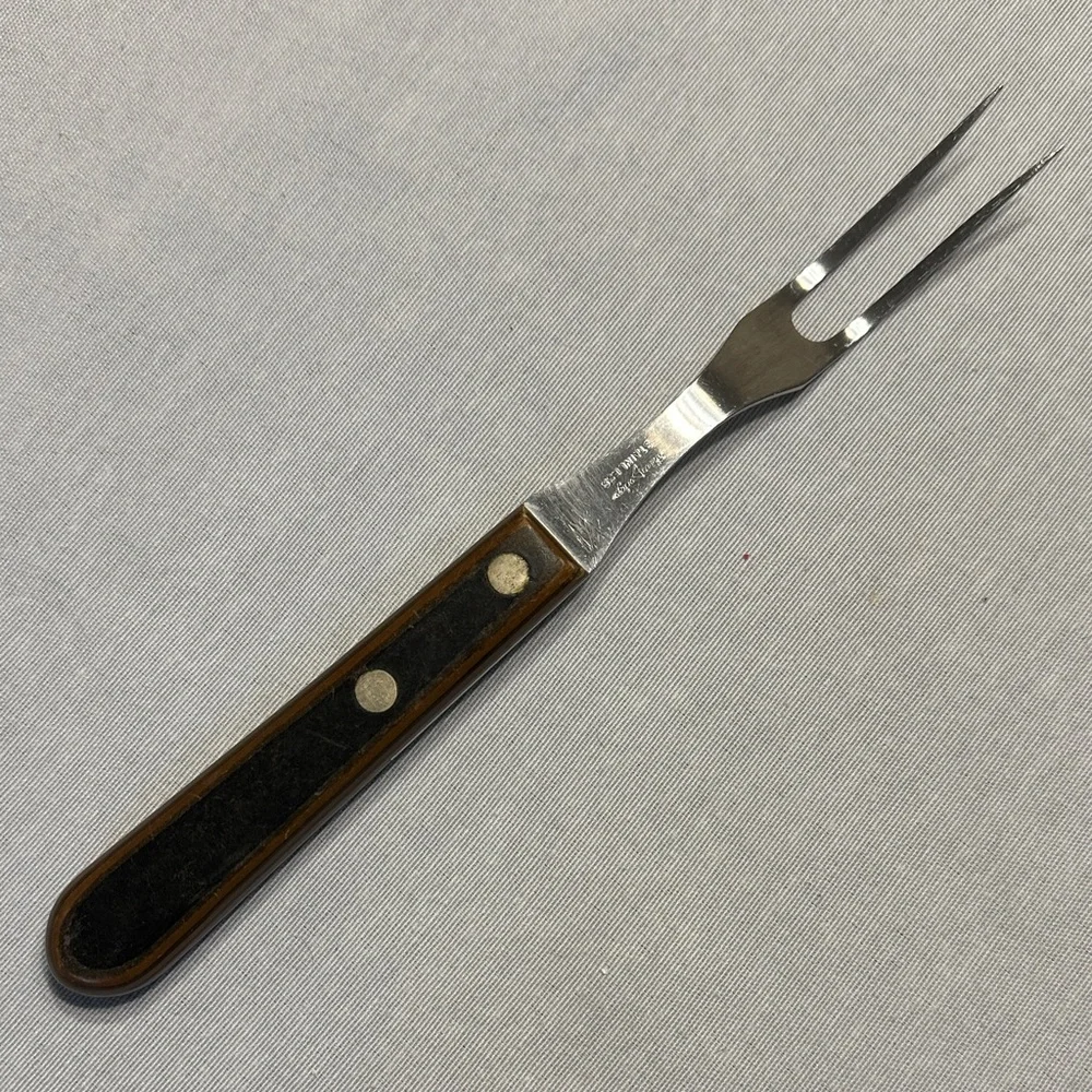Vintage, Shur-Edge, Stainless Steel Meat Fork with Wood Handle